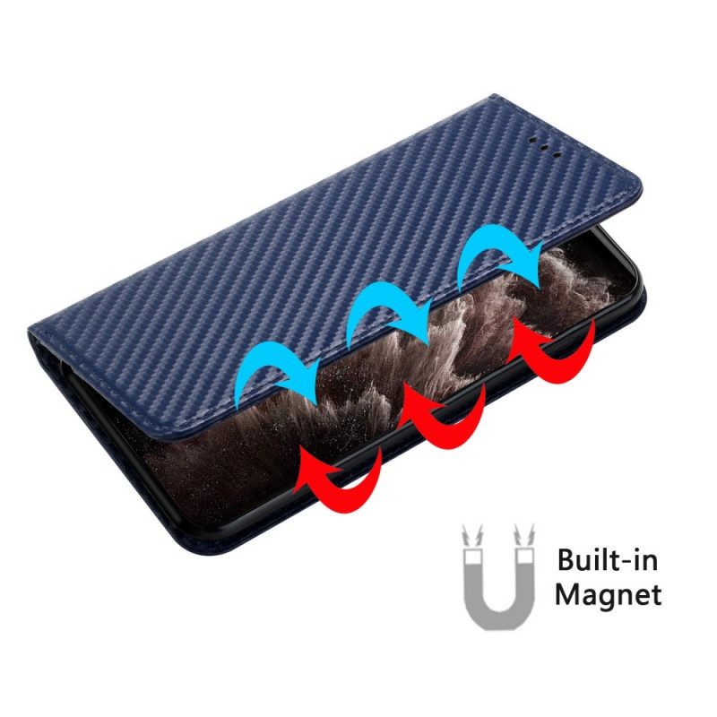 Folio Cover Xiaomi 12T / 12T Pro Custodia in pelle Fibra Di Carbonio Con Cordino