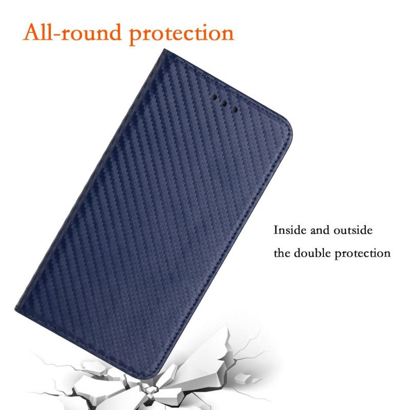 Folio Cover Xiaomi 12T / 12T Pro Custodia in pelle Fibra Di Carbonio Con Cordino