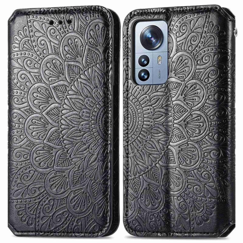 Folio Cover Xiaomi 12T / 12T Pro Custodia in pelle Foglie Tribali