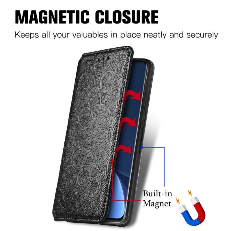 Folio Cover Xiaomi 12T / 12T Pro Custodia in pelle Foglie Tribali