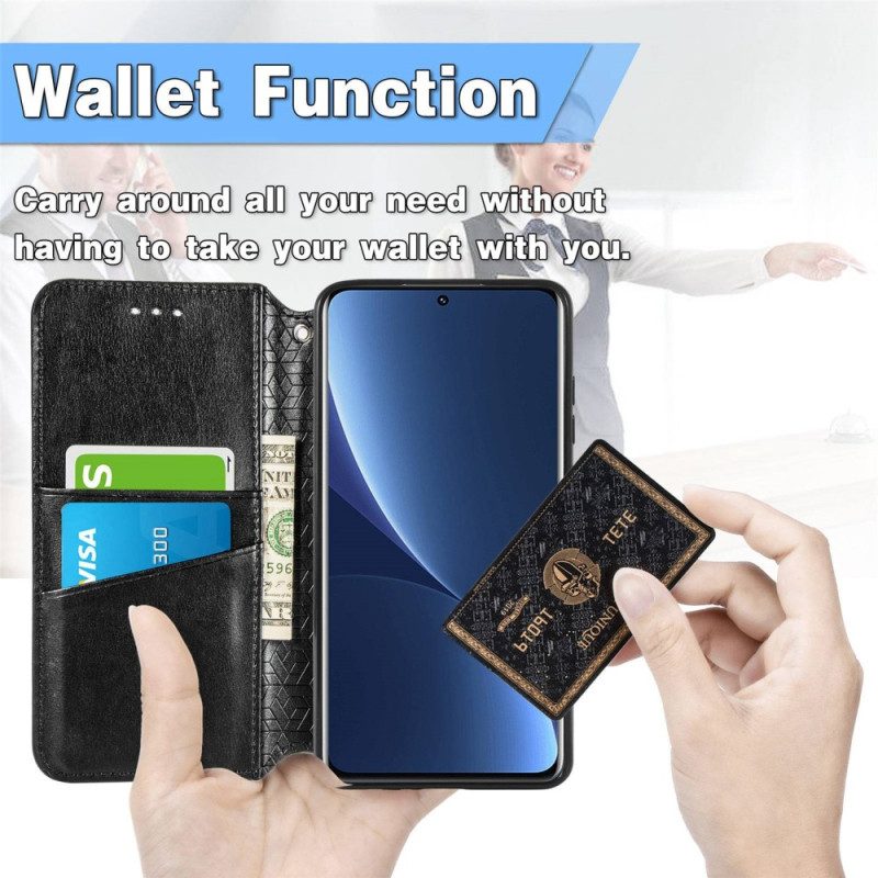 Folio Cover Xiaomi 12T / 12T Pro Custodia in pelle Foglie Tribali