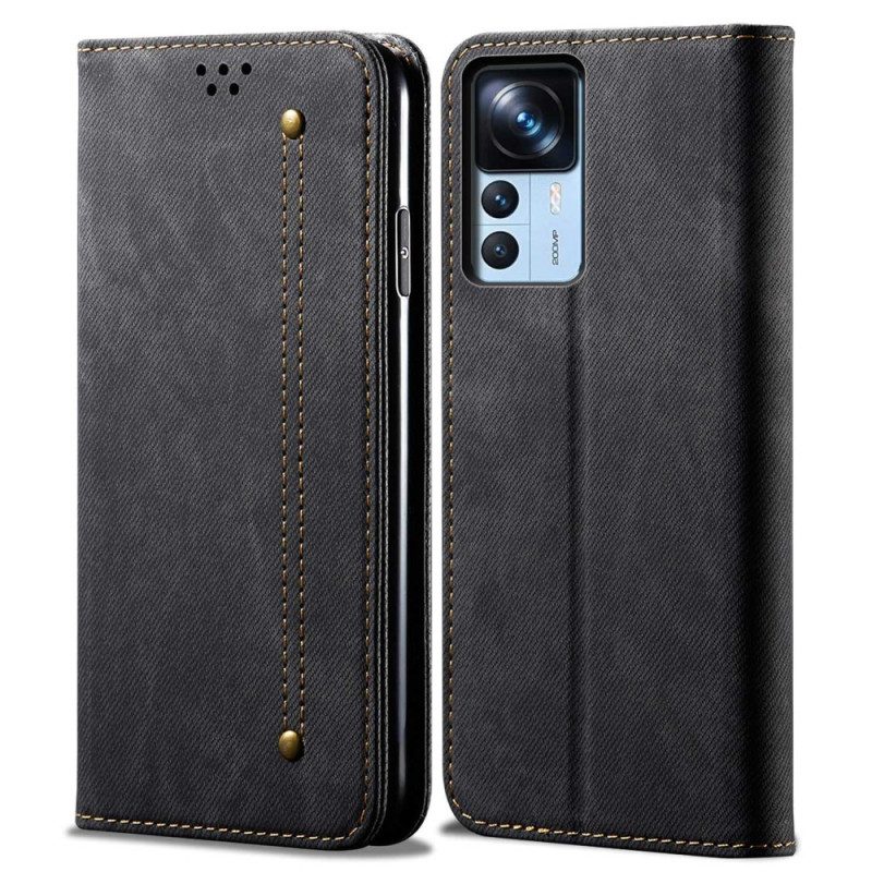 Folio Cover Xiaomi 12T / 12T Pro Custodia in pelle Tessuto