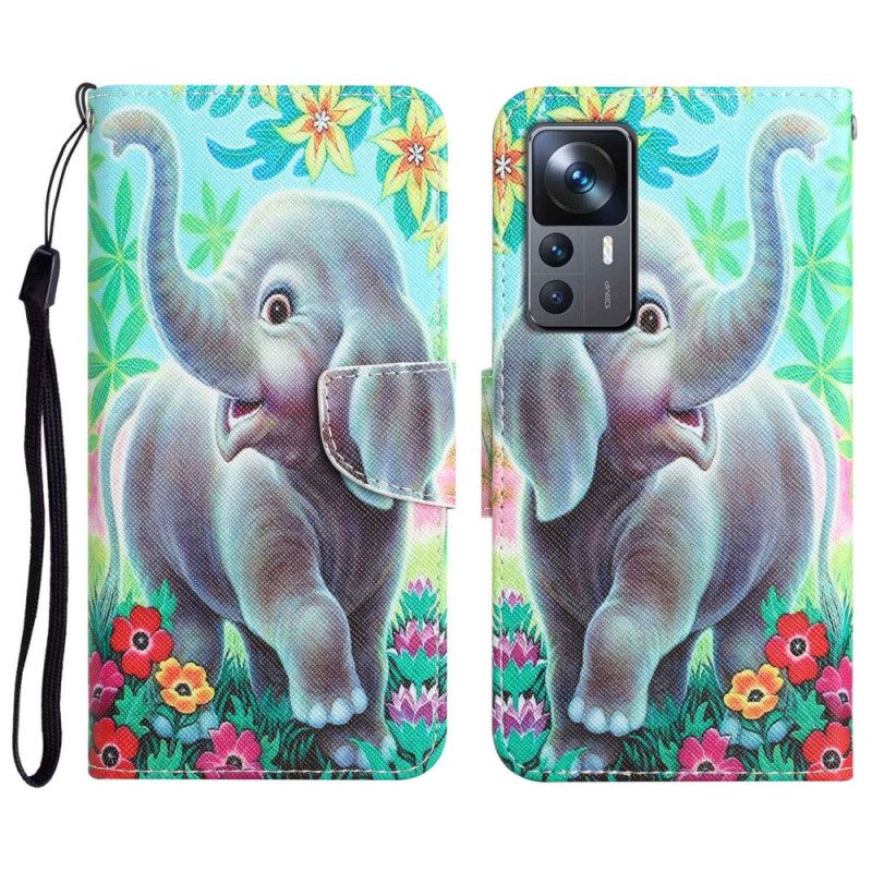 Folio Cover Xiaomi 12T / 12T Pro Non Toccarmi Elefante Con Cinturino