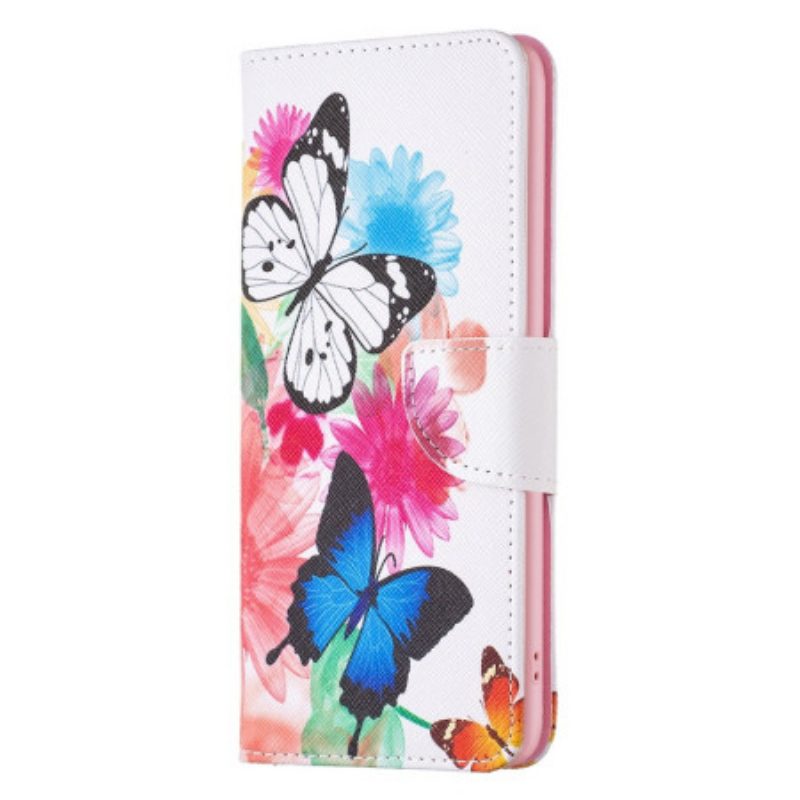 Custodia in pelle Realme GT Neo 3 Farfalle Colorate