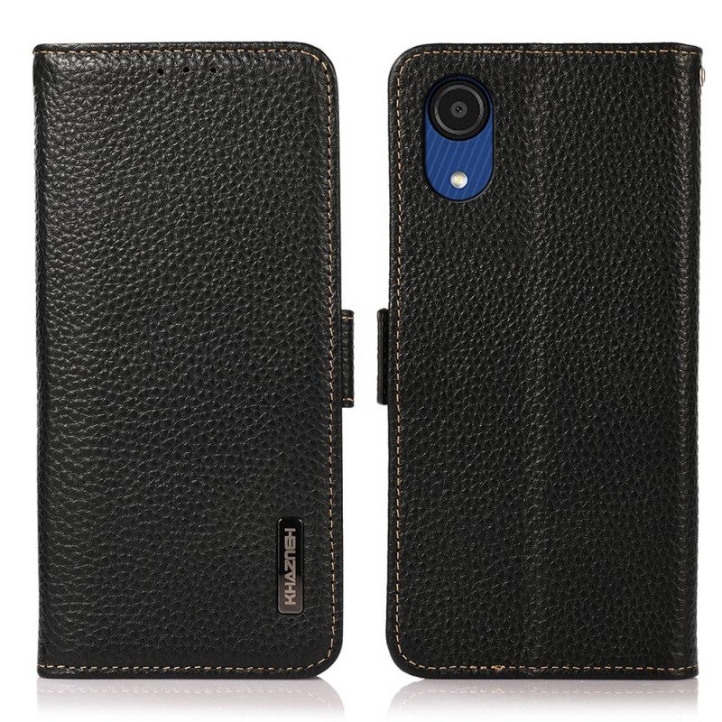 Custodia A Portafoglio Samsung Galaxy A03 Core Pelle Litchi Khazneh Rfid
