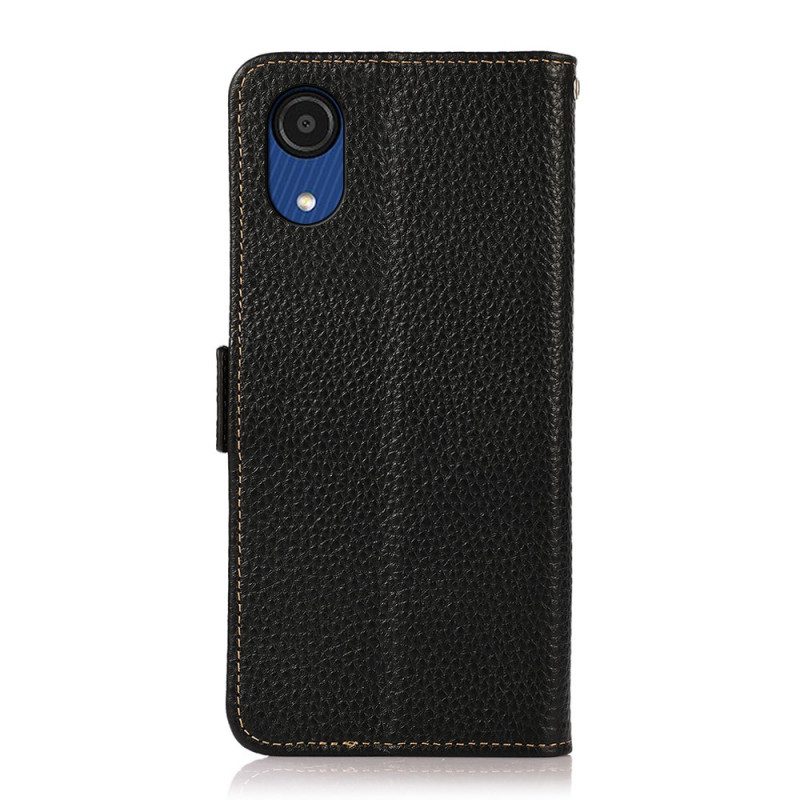 Custodia A Portafoglio Samsung Galaxy A03 Core Pelle Litchi Khazneh Rfid