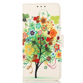 Custodia in pelle Samsung Galaxy A03 Core Albero In Fiore