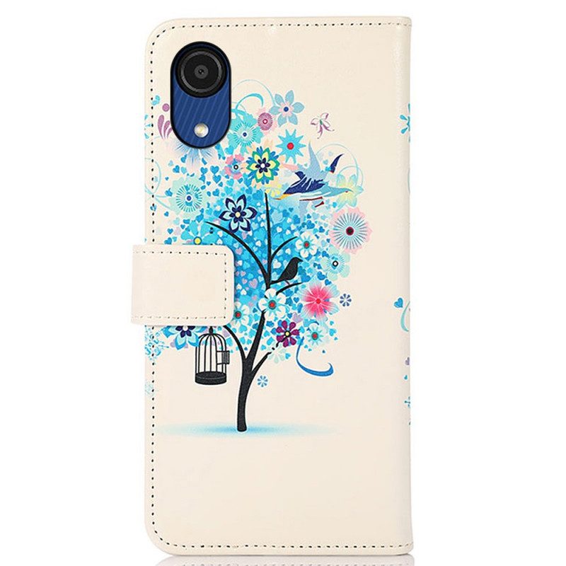 Custodia in pelle Samsung Galaxy A03 Core Albero In Fiore
