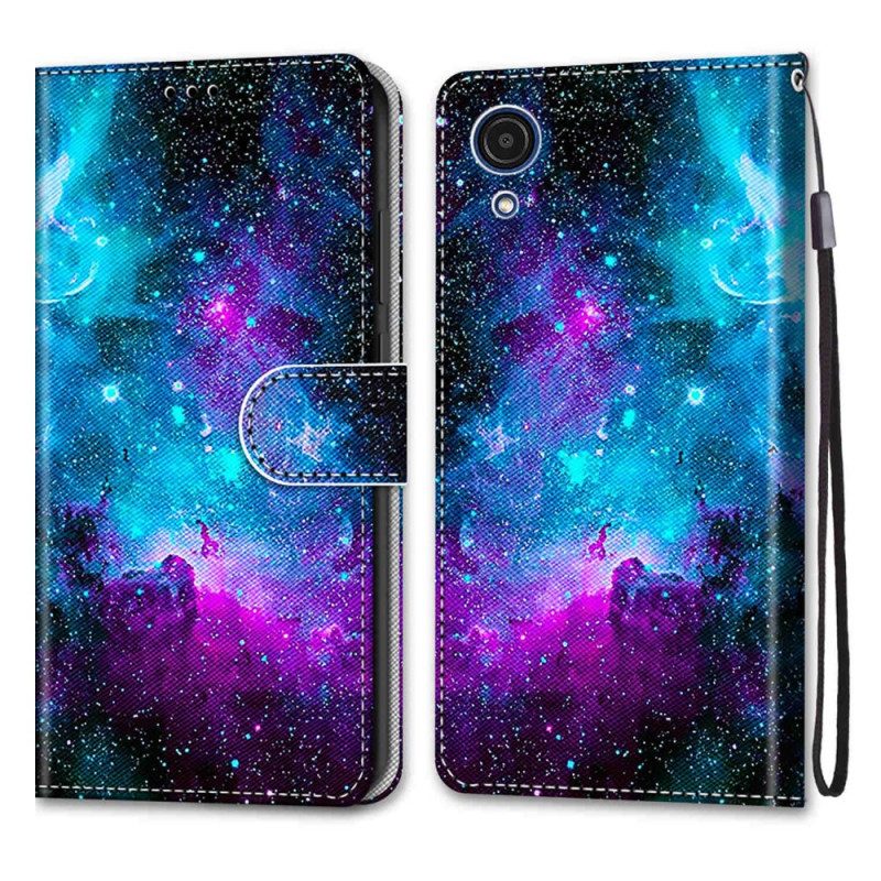Custodia in pelle Samsung Galaxy A03 Core Cielo Cosmico