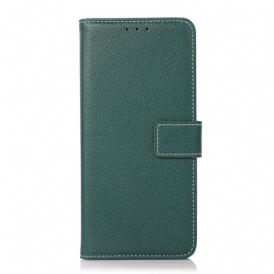 Custodia in pelle Samsung Galaxy A03 Core Cuciture Litchi In Ecopelle
