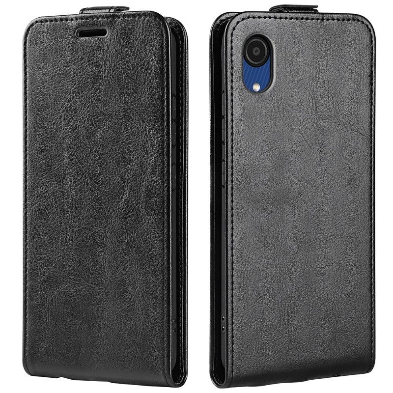 Custodia in pelle Samsung Galaxy A03 Core Folio Cover Patta Verticale Effetto Pelle