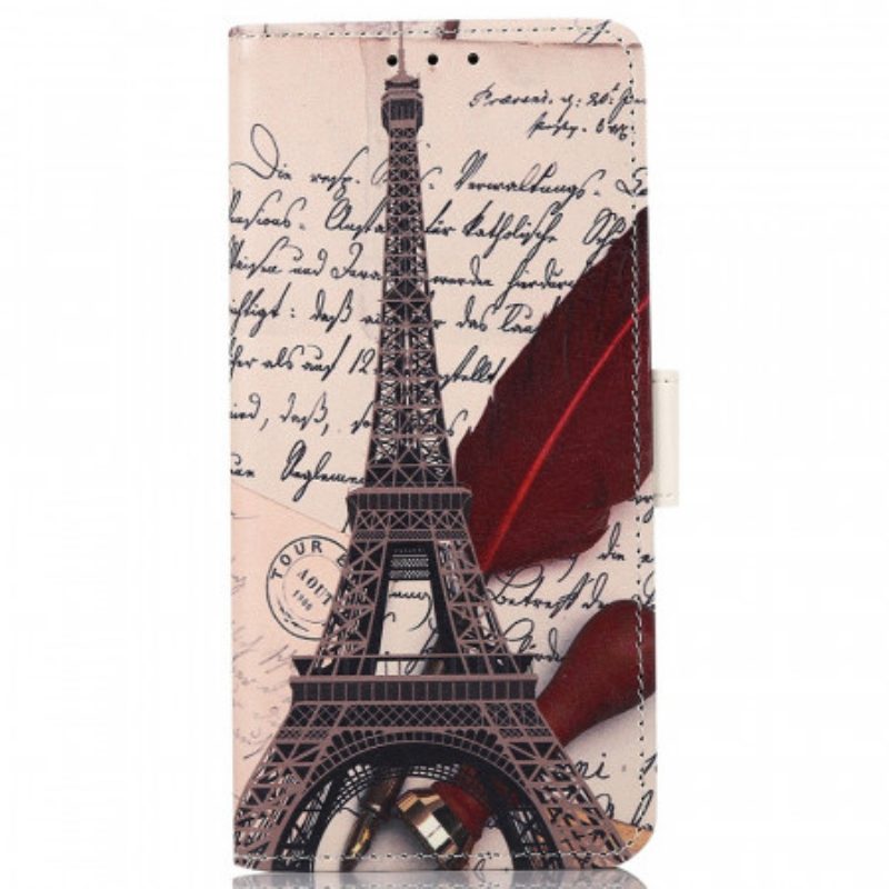 Custodia in pelle Samsung Galaxy A03 Core Torre Eiffel Del Poeta