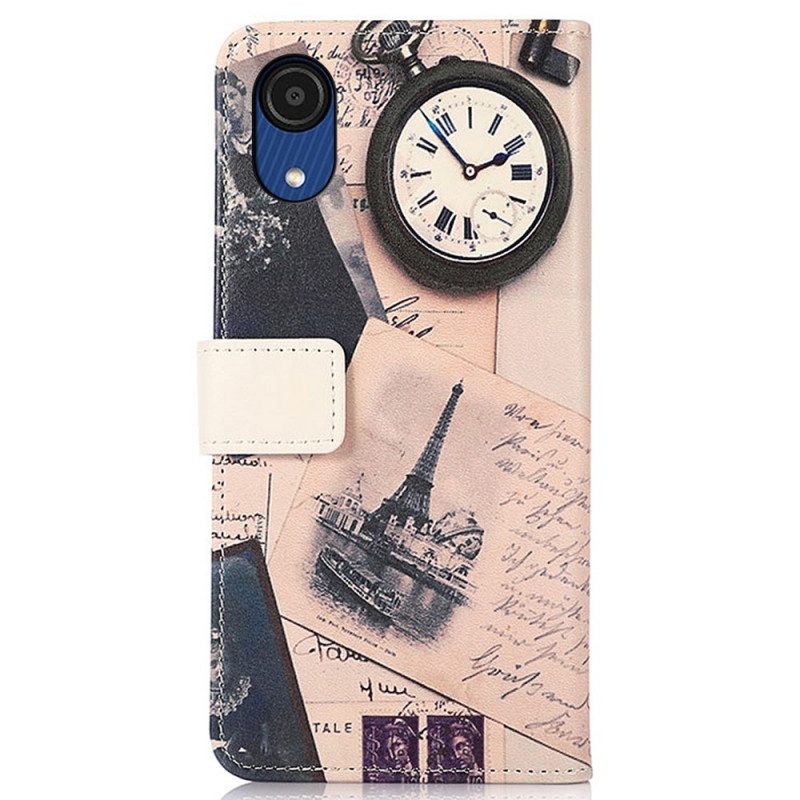 Custodia in pelle Samsung Galaxy A03 Core Torre Eiffel Del Poeta
