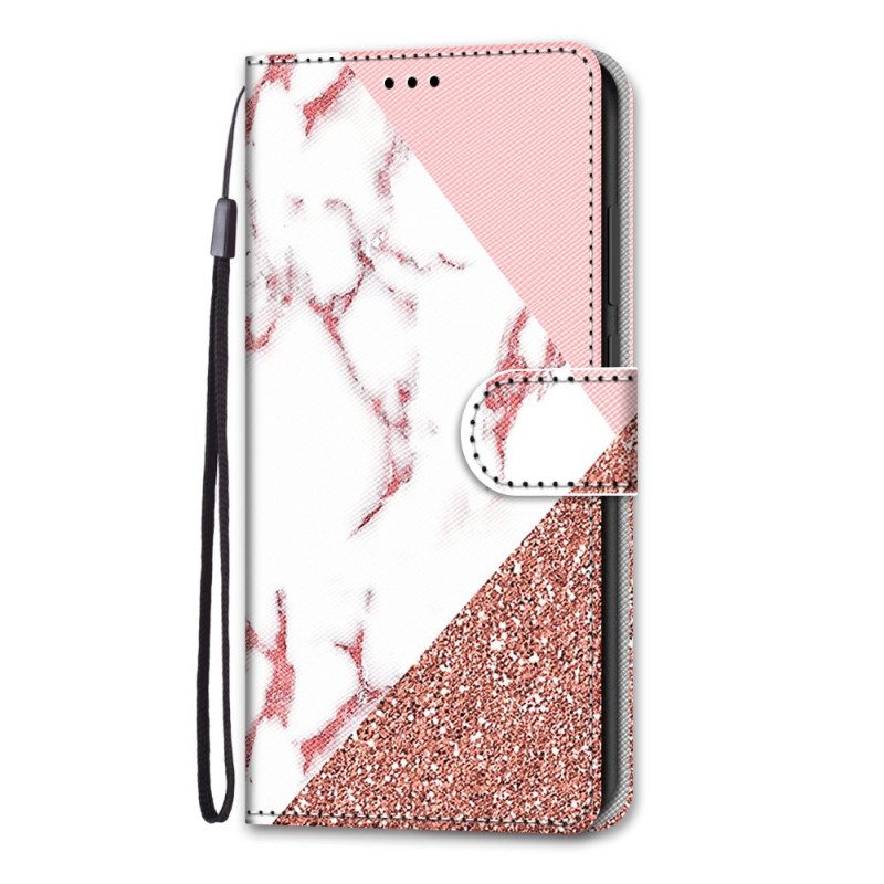 Custodia in pelle Samsung Galaxy A03 Core Triangolo In Marmo E Glitter