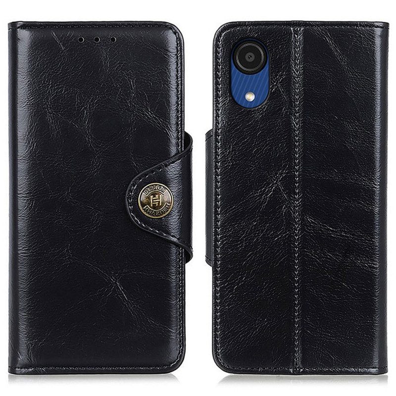 Folio Cover Samsung Galaxy A03 Core Bottone In Ecopelle Lucida