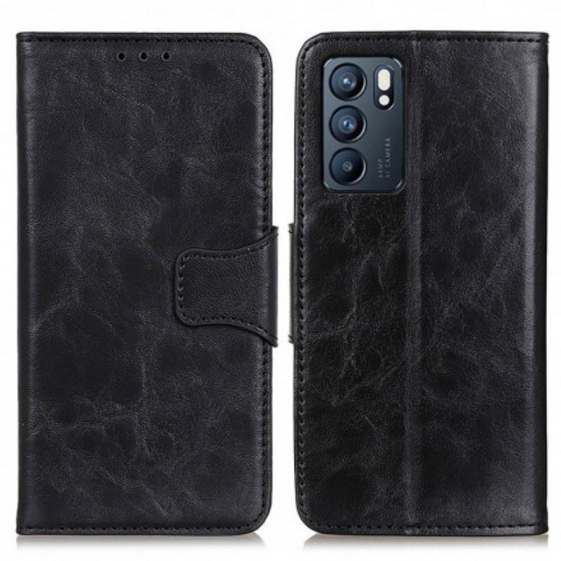 Custodia in pelle Oppo Reno 6 5G Chiusura Reversibile In Pelle Crosta
