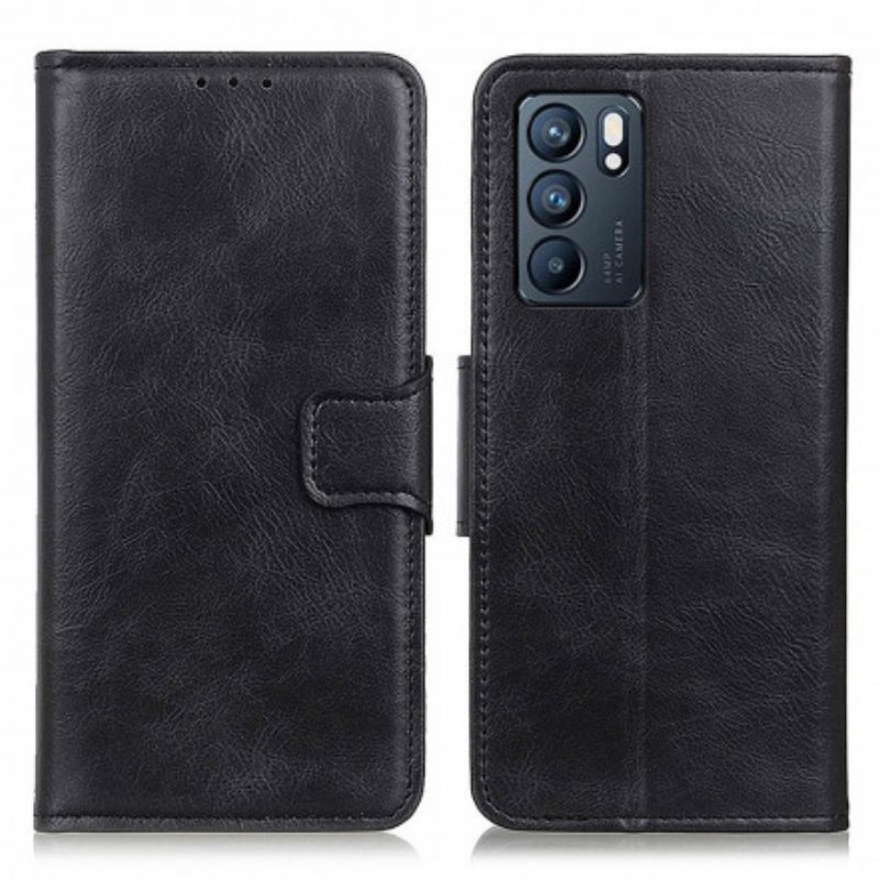 Custodia in pelle Oppo Reno 6 5G Chiusura Reversibile Effetto Pelle