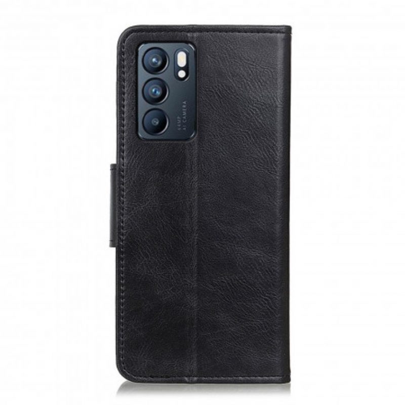 Custodia in pelle Oppo Reno 6 5G Chiusura Reversibile Effetto Pelle