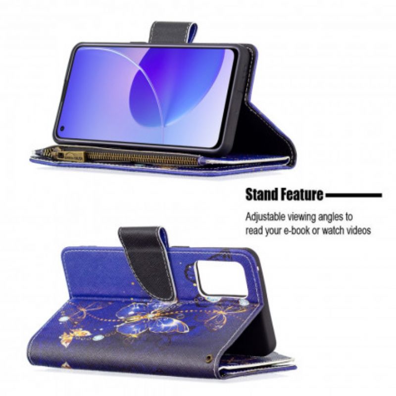 Custodia in pelle Oppo Reno 6 5G Tasca Con Cerniera Per Farfalle