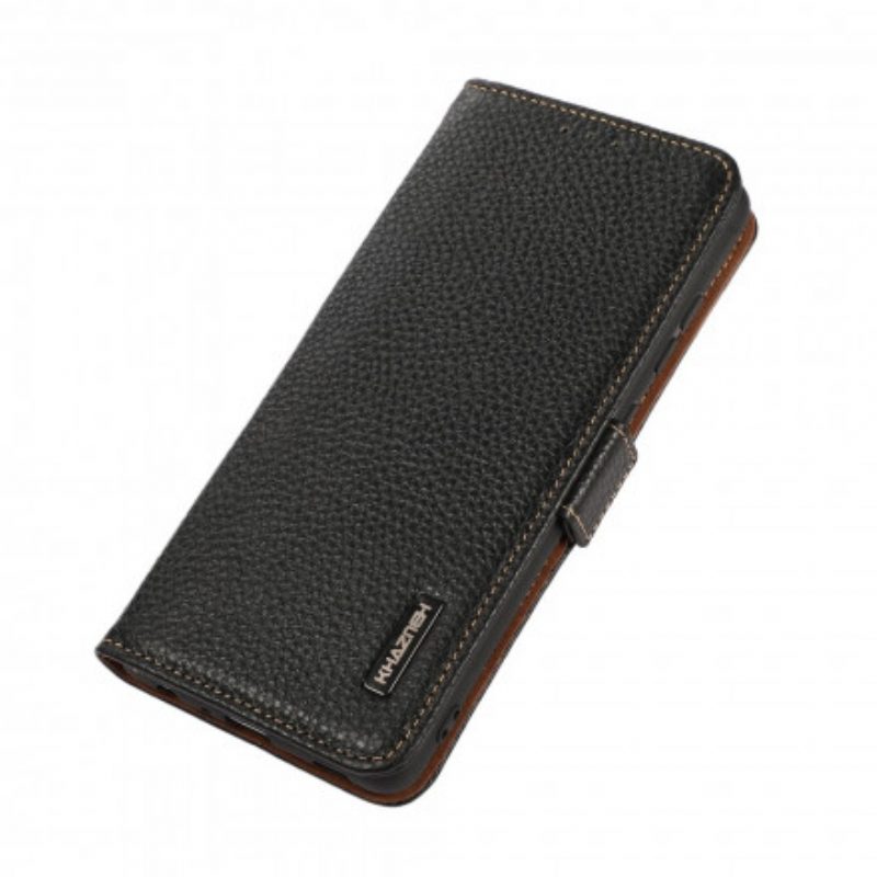 Custodia in pelle Oppo Reno 6 5G Vera Pelle Litchi Khazneh Rfid