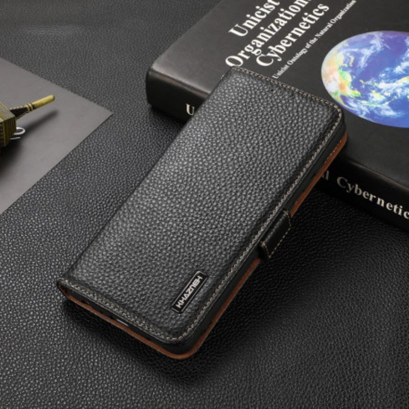 Custodia in pelle Oppo Reno 6 5G Vera Pelle Litchi Khazneh Rfid