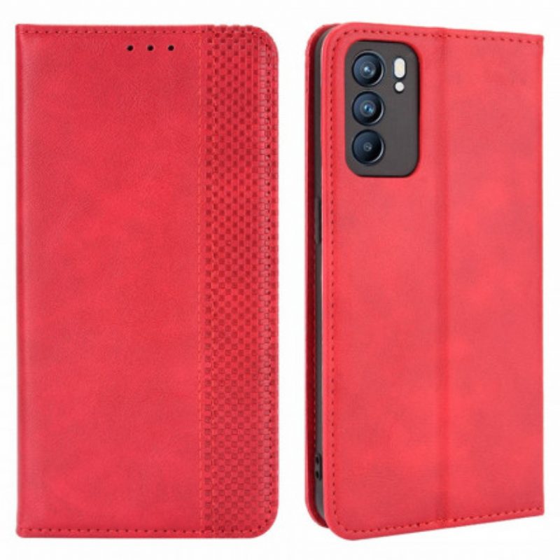 Folio Cover Oppo Reno 6 5G Custodia in pelle Effetto Pelle Vintage Stilizzato