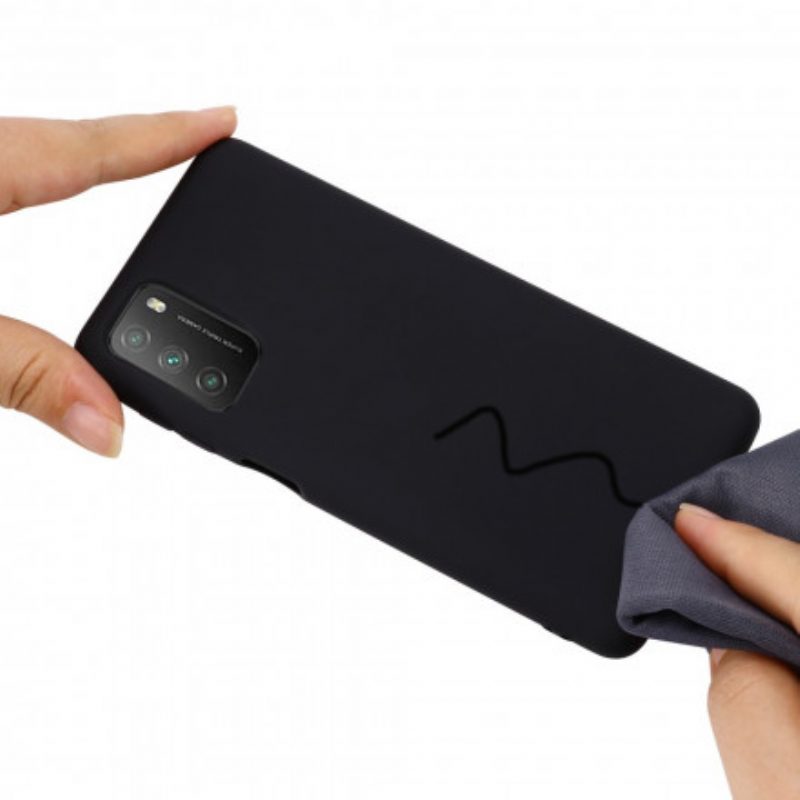 Cover Poco M3 Silicone Liquido Con Cordino