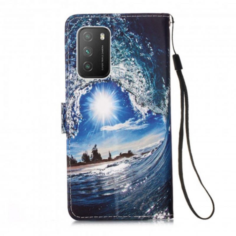 Custodia in pelle Poco M3 Paesaggio Con Cordino Daydreams