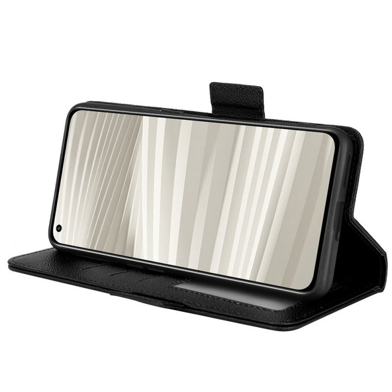 Custodia A Portafoglio Realme GT2 Pro Stile Tradizionale In Pelle Litchi