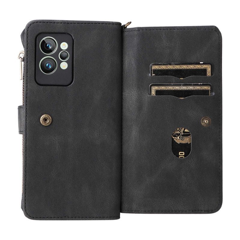Custodia in pelle Realme GT2 Pro Portacarte Multifunzione