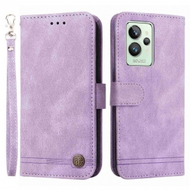 Custodia in pelle Realme GT2 Pro Stile In Pelle Con Rivetto Decorativo