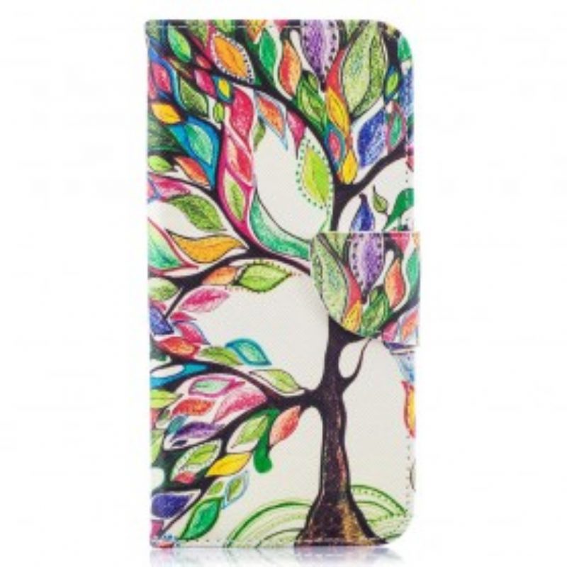 Custodia in pelle Samsung Galaxy A50 Albero Colorato