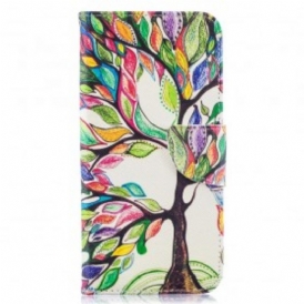 Custodia in pelle Samsung Galaxy A50 Albero Colorato