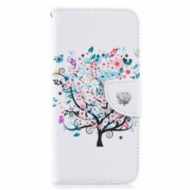 Custodia in pelle Samsung Galaxy A50 Albero Fiorito