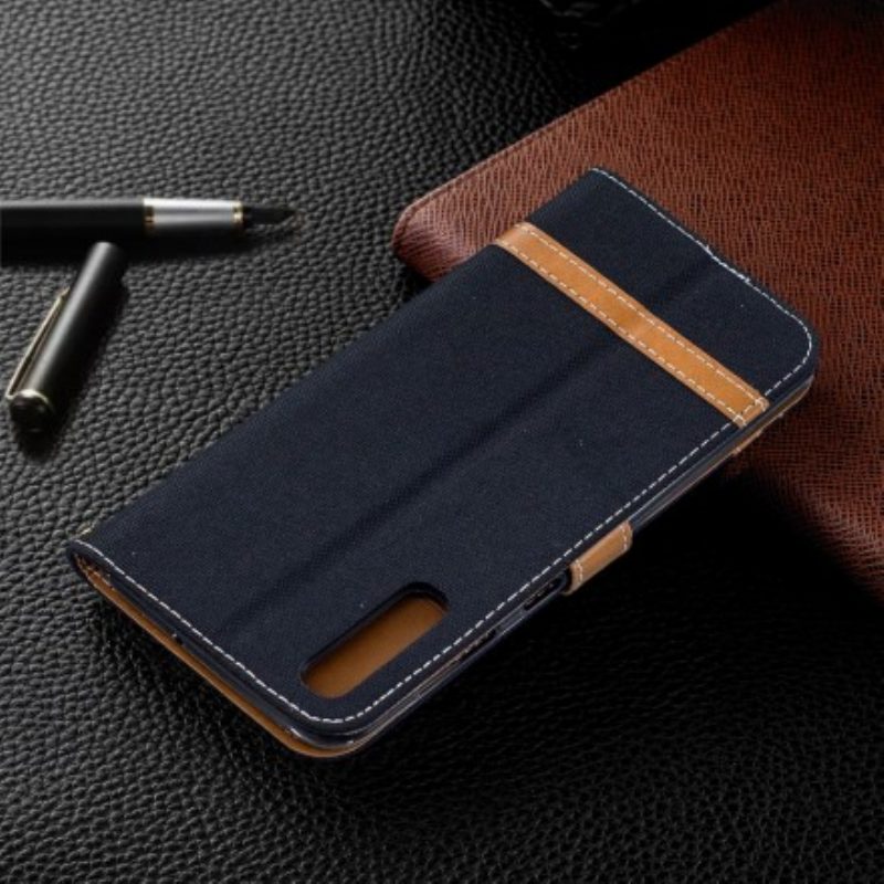 Custodia in pelle Samsung Galaxy A50 Cinturino Effetto Tessuto E Pelle