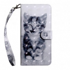Custodia in pelle Samsung Galaxy A50 Gatto Bianco E Nero