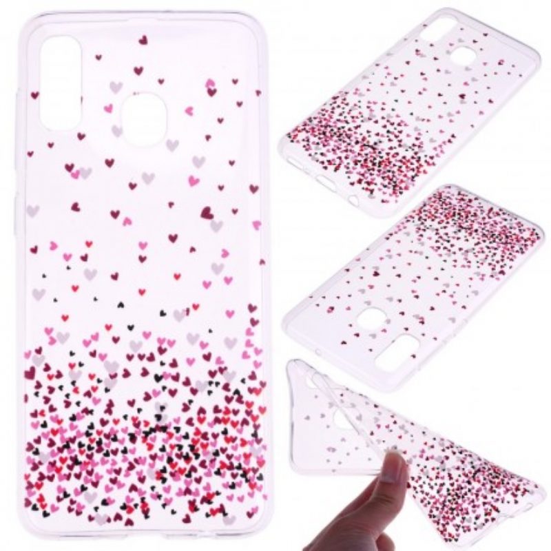 Cover Samsung Galaxy A20e Più Cuori Rossi