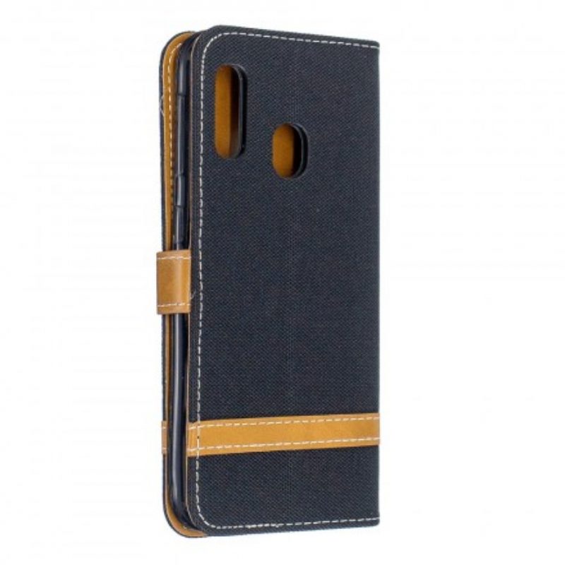 Custodia in pelle Samsung Galaxy A20e Cinturino Effetto Tessuto E Pelle