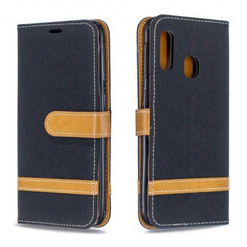 Custodia in pelle Samsung Galaxy A20e Cinturino Effetto Tessuto E Pelle