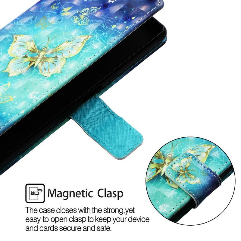 Custodia in pelle Samsung Galaxy A20e Farfalle Dorate