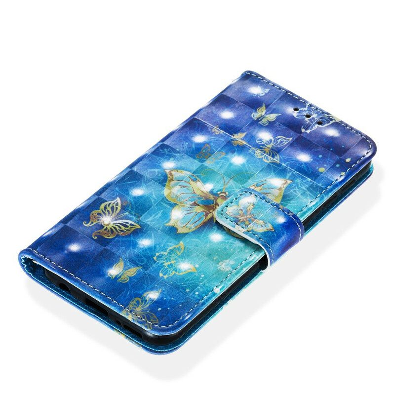 Custodia in pelle Samsung Galaxy A20e Farfalle Dorate