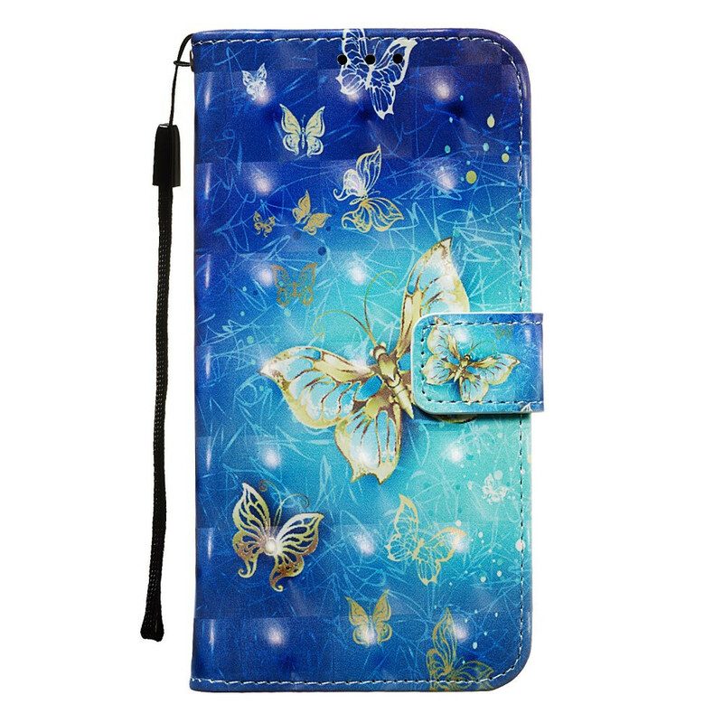 Custodia in pelle Samsung Galaxy A20e Farfalle Dorate