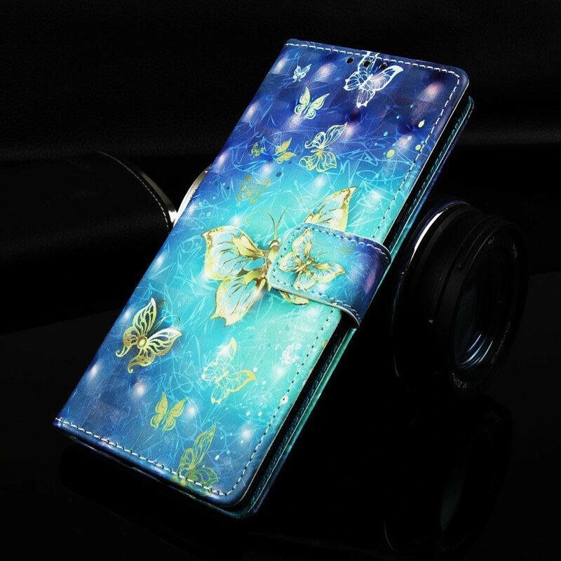 Custodia in pelle Samsung Galaxy A20e Farfalle Dorate