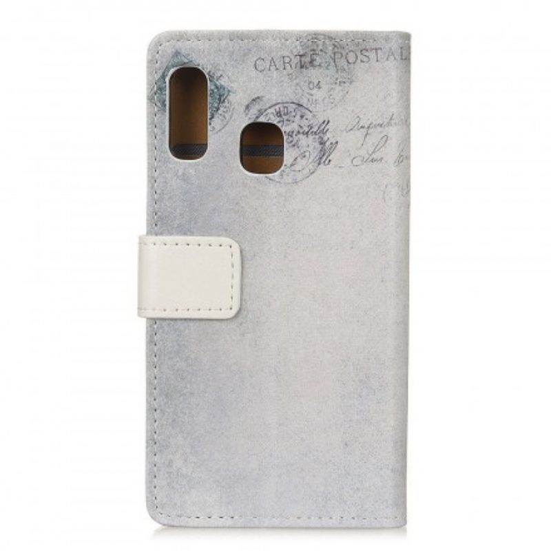 Custodia in pelle Samsung Galaxy A20e Gatto Viaggiatore