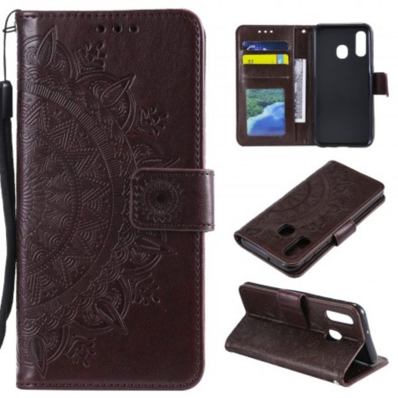 Custodia in pelle Samsung Galaxy A20e Mandala Del Sole