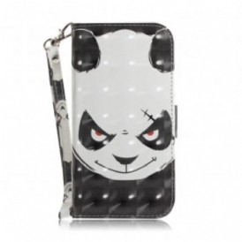 Custodia in pelle Samsung Galaxy A20e Panda Arrabbiato Con Cordino