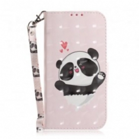 Custodia in pelle Samsung Galaxy A20e Panda Love Con Cordino