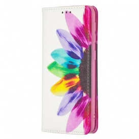 Folio Cover Samsung Galaxy A20e Custodia in pelle Fiore Dell'acquerello