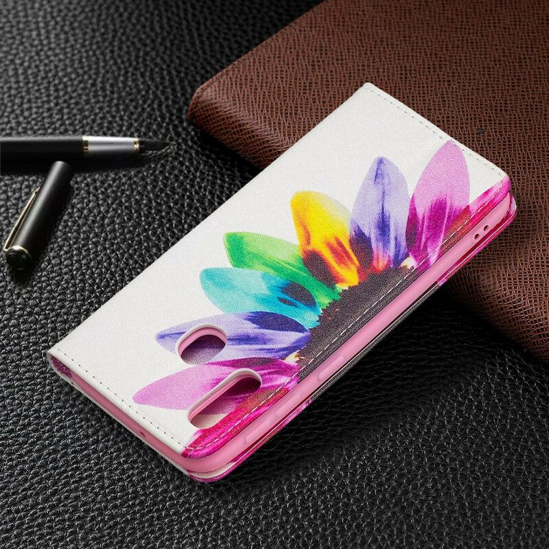 Folio Cover Samsung Galaxy A20e Custodia in pelle Fiore Dell'acquerello
