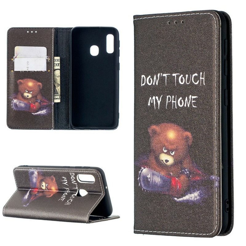 Folio Cover Samsung Galaxy A20e Custodia in pelle Orso Pericoloso